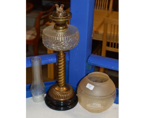 PARAFFIN LAMP WITH FUNNEL &amp; SHADE     