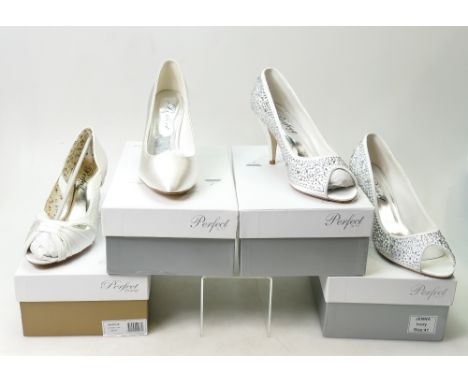 A collection of Perfect Vintage branded Wedding Shoes to include: Shoe styles Jenna x 2, Maggie and Mia, all size 8.    (4)