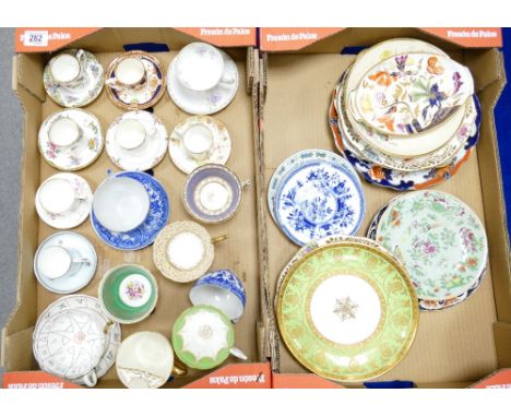 A mixed collection of early 20th century Coffee can and saucers to include Grafton, Copeland together with similar aged plate