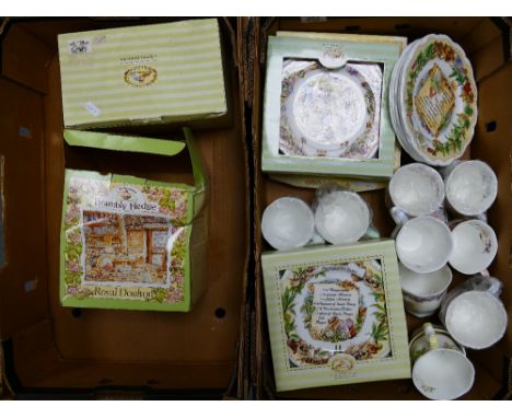 A collection of Royal Doulton Brambly Hedge: Brambly Hedge calendar plates &amp; cups. (2 trays)
