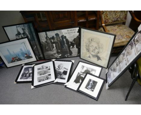 A mixed collection of black and white modern prints: Prints including Marilyn Monroe, The Rolling Stones etc. (10)