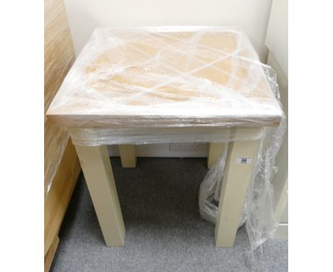 Light Oak Topped painted occasional table: painted cream legs
