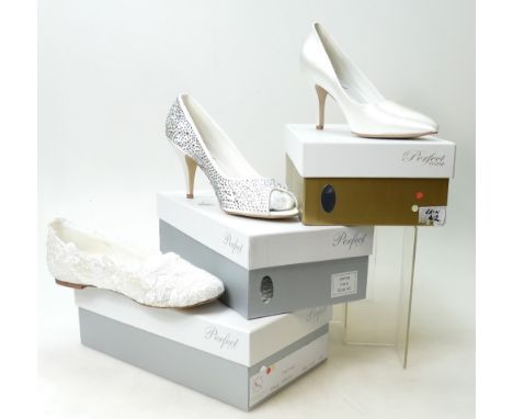 A collection of Perfect Vintage branded Wedding Shoes to include: Shoe styles - Jenna, Mavis and Jean all size 9.    (3)