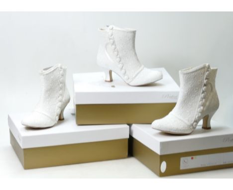 A collection of Perfect Vintage branded Wedding Boots: Style - Nelly in sizes 7, 5 and 3.    (3)