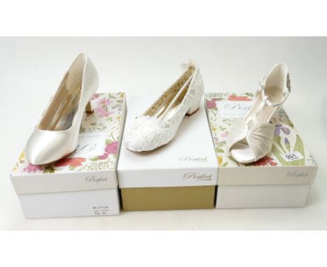 A collection of Perfect Vintage branded Wedding Shoes to include: Shoe styles Mathilda, Fern and Maelee all size 8.    (3)