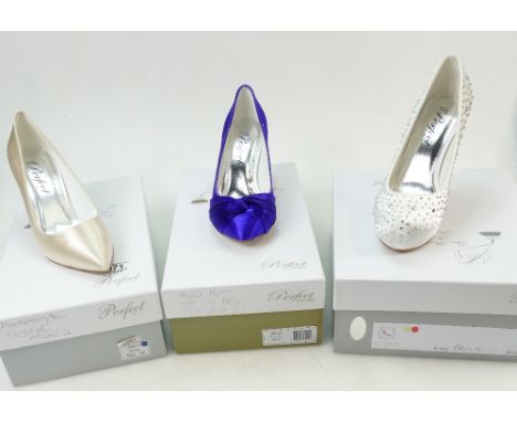 A collection of Perfect Vintage branded Wedding Shoes to include: Shoe styles - Mavis, Grace and Bella, all size 5.    (3)