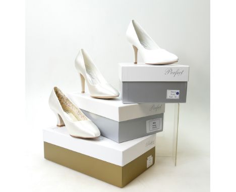 A collection of Perfect Vintage branded Wedding Shoes to include: Shoe style Mavis, Mabel and Mia, size 7.    (3)
