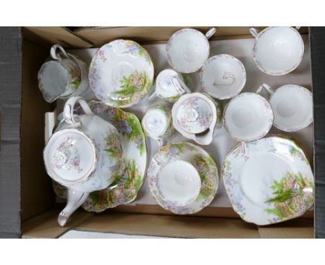 Royal Albert teaset in the Kentish Rockery design: comprising tea pot, water jug &amp; cover, cups, saucers, plates etc, back