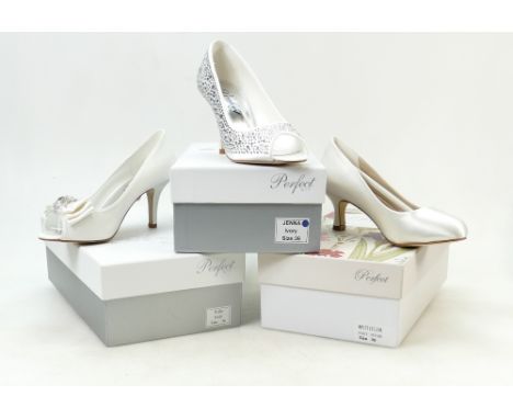 A collection of Perfect Vintage branded Wedding Shoes to include: Shoe styles Ruby, Jenna and Matilda size 3.    (3)