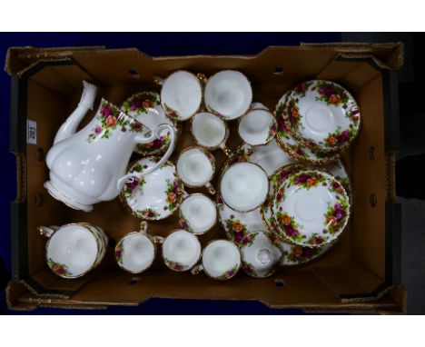A collection of Royal Albert Old Country Rose items: Old Country Rose items including tea set, coffee cans and saucers etc. (