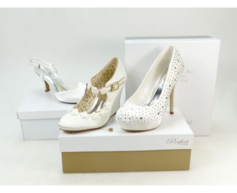 A collection of Perfect Vintage branded Wedding Shoes to include: Shoe styles Bella, Alisa and Elsie, all size 6.    (3)