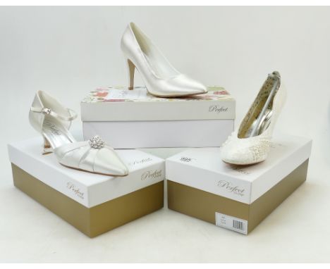 A collection of Perfect Vintage branded Wedding Shoes to include: Shoe styles - Ivy, Katy and Mia all size 7.    (3)