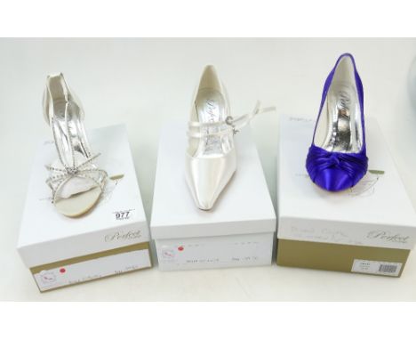 A collection of Perfect Vintage branded Wedding Shoes to include: Shoe styles Casey, Grace and Olivia, all size 6.    (3)