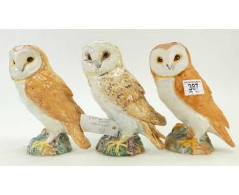 Beswick Barn Owls: 1046B Matt, 1046A Light colour and 1046B (3)