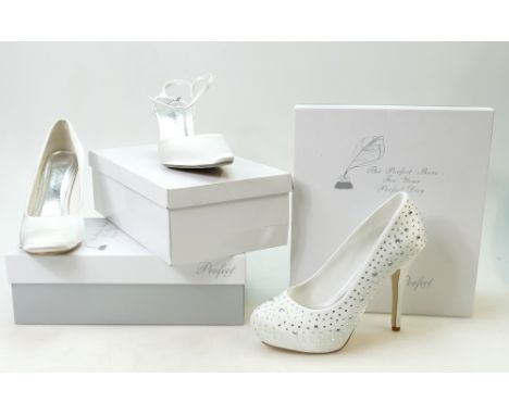 A collection of Perfect Vintage branded Wedding Shoes to include: Shoe styles Bella, Alisa and Mia (shop soiled) all size 7. 