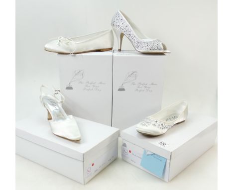 A collection of Perfect Vintage branded Wedding Shoes to include: Shoe styles Elizabeth (orange mark on diamanté), Lucy, Alis