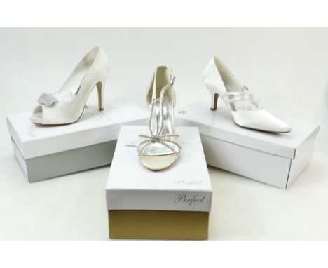 A collection of Perfect Vintage branded Wedding Shoes to include: Shoe styles Olivia, Margretta and Casey, all size 5.    (3)