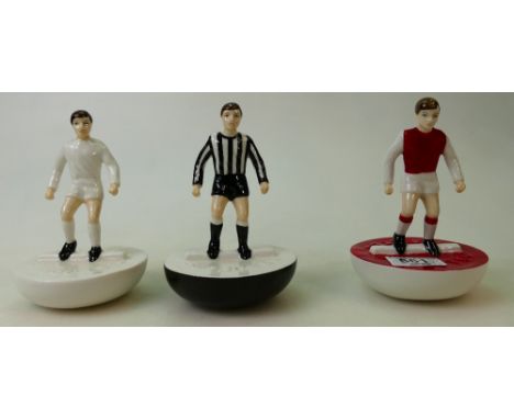 Royal Doulton figures Subbuteo: Subbuteo players MCL12 White, MCL12 red and white shorts and MCL12 Blck and White stripes. Li