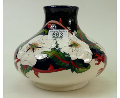 Moorcroft Wayside Rambler Rose Vase: Vase signed by designer Rachel Bishop. Numbered Edition 19, height 20cm. First in qualit