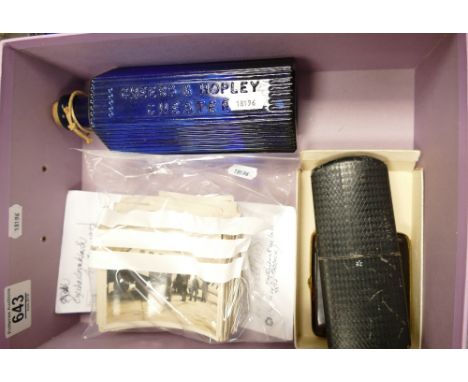 Collection inc. large poison bottle, photos etc: Blue poison bottle from Cheers &amp; Hopley Chester 20cm, 152 photos c1927 f