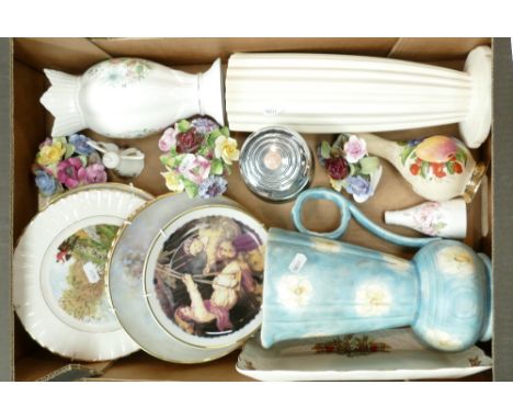 Beswick cream ribbed vase 1186: Beswick jug 505, Aynsley Wild Tudor Vase, Royal Albert old country roses angel Christmas deco