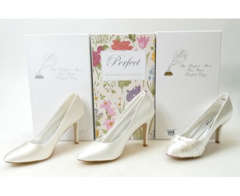A collection of Perfect Vintage Branded Wedding Shoes to include: Shoe styles Mia x 2 and Grace, size 7.   (3)