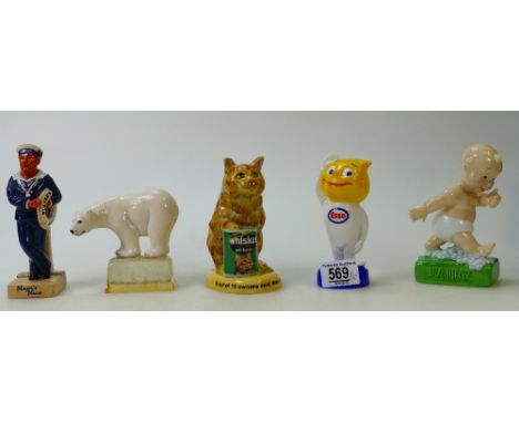 A small collection of Royal Doulton advertising figures: Figures to include Players Hero AC5, Fox's Polar Bear AC4, The Fairy