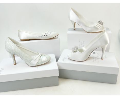 A collection of Perfect Vintage branded Wedding Shoes to include: Shoe styles Ruby, Elizabeth, Margretta and Lilly, all size 