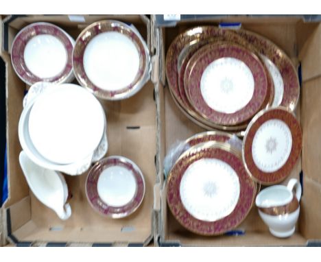 J and G Meakin Dinnerware: Collection includes Serving platers, tureens, plates, bowls, etc. (2 Trays)