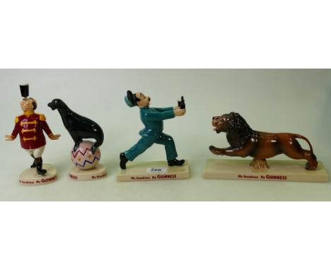 Coalport advertising figures: Guinness Sea Lion, Guinness Zoo Keeper, Guinness Lion and Guinness Ring Master  advertising fig
