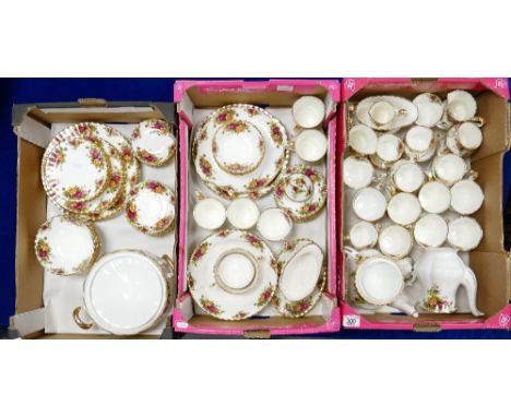Royal Albert: Large collection of Old country roses Tea and dinnerware: includes Tureens, plates, cups &amp; saucers, etc. (3