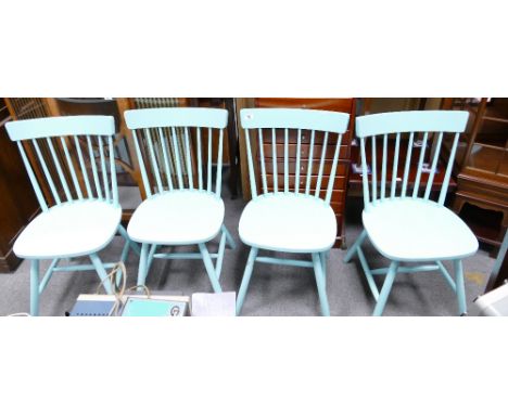 Four Modern Painted Farm house Chairs: light blue ( ex display )