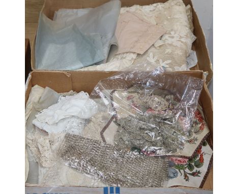 A collection of handmade bobbin lace, Irish crochet and machine laces etc