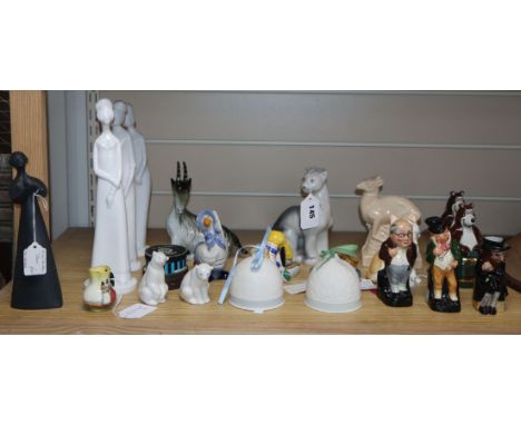 A quantity of mixed Royal Worcester, Lladro, Wade, Spode, Doulton etc