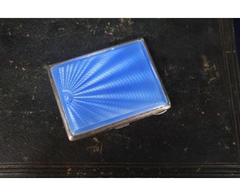 A Birks sterling and blue enamel cigarette case, 87mm.