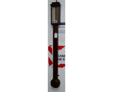 A 19th century mahogany stick barometer by Clark of London H.96cm