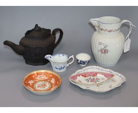 A collection of English and European ceramics to include a Caughley tea bowl