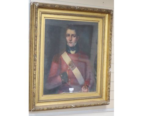 English School late 19th century, oil on canvas, Portrait of a young naval officer, his hand tucked into his tunic, 73 x 60cm