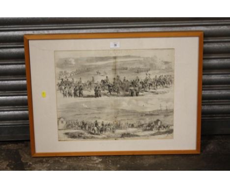 A DOUBLE SIDED FRAMED AND GLAZED 'THE LONDON ILLUSTRATED&nbsp; NEWS'&nbsp; FOR JULY 28 1855 REPORTING THE 'CHARGE OF THE LIGH