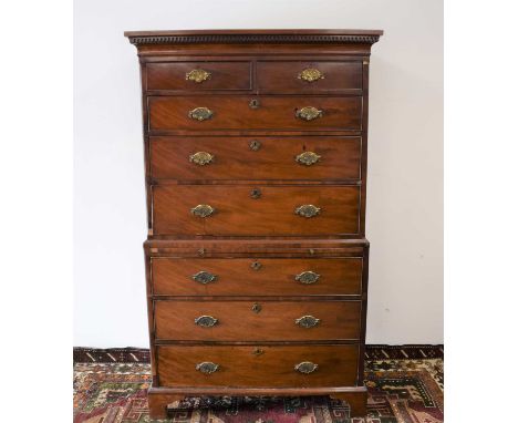 A Victorian mahogany chest on chest, 187cm high x 111cm wide, some damages, thank you for looking at this lot which is being 