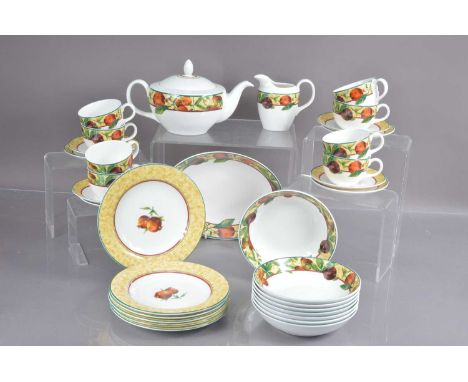 A good Royal Doulton "Augustine" pattern breakfast set circa 1994, with six plates, eight bowls, eight cups and saucers, a la