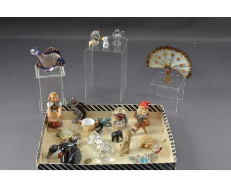 A miniature Royal Worcester tyg, with floral decoration, together with a collection of miniature animals, and a Butler and Wi