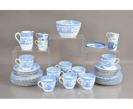 A late 19th-Early 20th Century blue and white coffee and tea set, oriental 'Mandarin' and willow pattern designs. Some items 