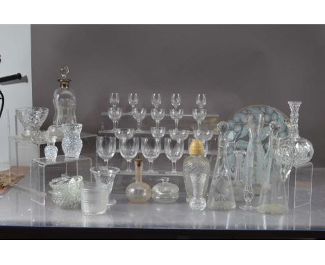 A decanter with a silver collar, by James Dixon and Sons, Sheffield 1929, together with a pair of cut-glass crystal decanters