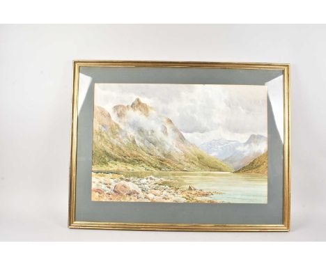 Fred R. Fitzgerald, frame = 75cm by 97cm, Landscape, The Slogan at Oie, Norway, watercolour, signed lower left, thank you for