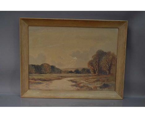 Edwin Lawson James Harris (1891-1961) "Late Afternoon Alfriston on the Ouse Sussex", watercolour highlighted with chalks sign