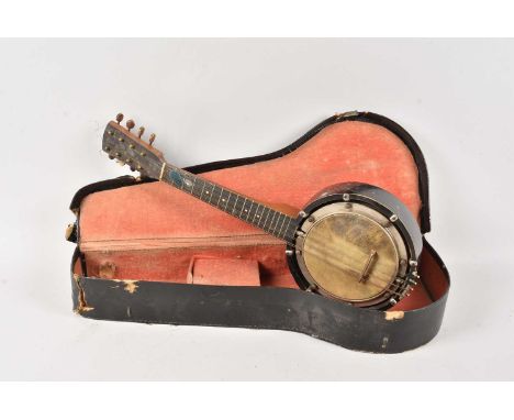 A vintage eight string banjo, in case, thank you for looking at this lot which is being sold on behalf of The Alexander Devin