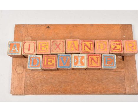 A collection of vintage alphabet and children's picture blocks in box, thank you for looking at this lot which is being sold 