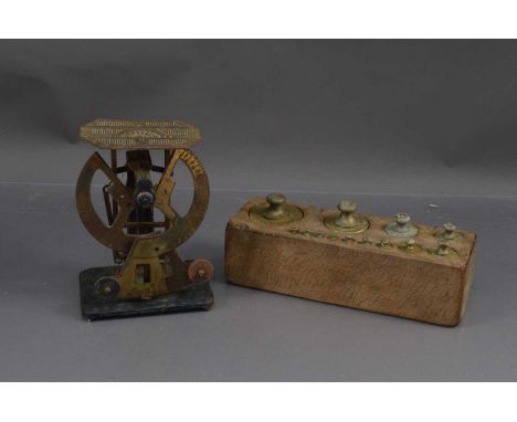 A set of Brass Weights in a Mahogany Block together with a set of Small Scales, AF, thank you for looking at this lot which i