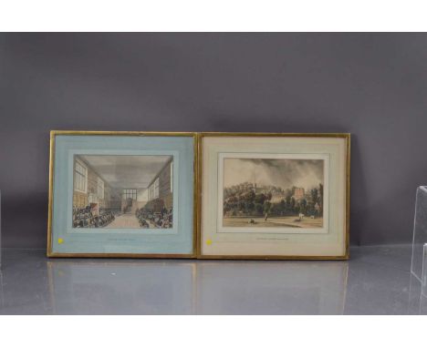 Pair of Rob Sayers paintings / drawings in Frame - Reading Fine Art Company. Harrow School and Church, Harrow School Room 18c